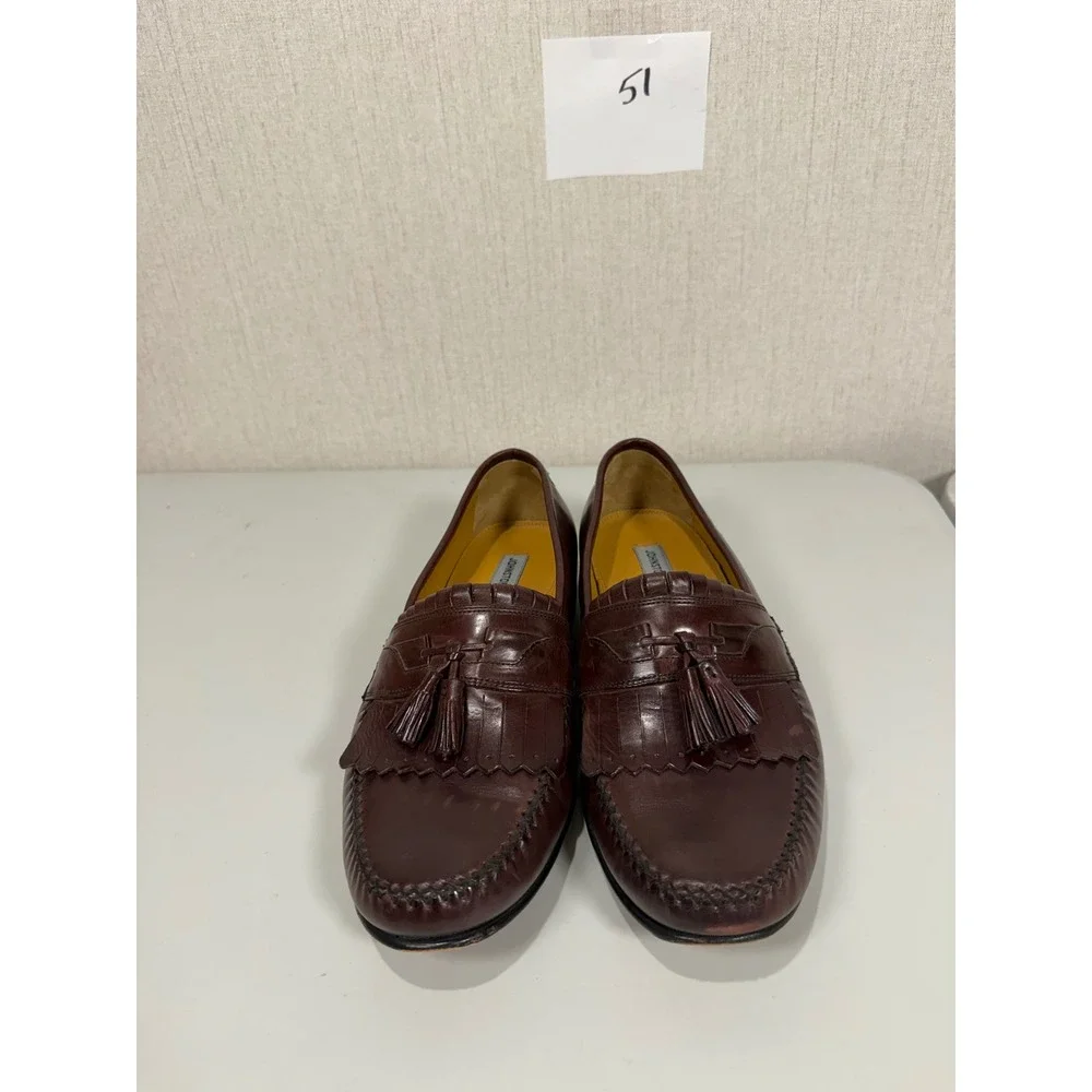 Johnston & Murphy Mens 11 W Burgundy Leather Kiltie Tassel Loafers 15-0834